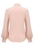 Pale Pink 1950s Bowtie Collar Satin Tops