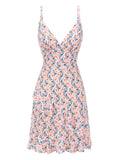Pink 1960s Butterfly Flower V-Neck Dress