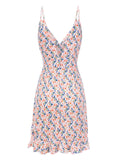 Pink 1960s Butterfly Flower V-Neck Dress