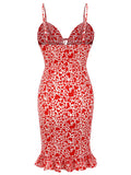 Red 1960s Heart Strap Fishtail Dress
