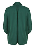 Green 1950s Solid Ribbon Collar Satin Blouse