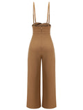 Coffee 1930s Solid Suspender Jumpsuit
