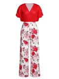 Rose Red 1930s Rose V-Neck Blouse & Rose Pants