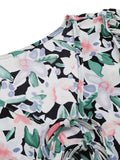 Green 1940s Round Neck Floral Blouse