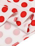 White 1940s Red Polka Dot Round Collar Dress