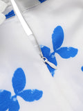 1940s Blue Butterfly Doll Neck Dress