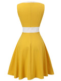Yellow & White 1940s Buttons Patchwork Dress