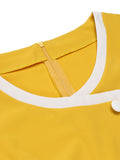 Yellow & White 1940s Buttons Patchwork Dress