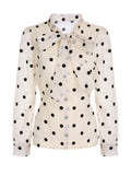 Beige 1950s Polka Dot Bow Blouse