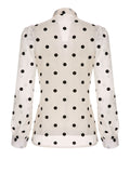 Beige 1950s Polka Dot Bow Blouse