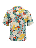 2PCS Light Blue 1950s Floral Blouse & Solid Belted Skirt