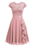 1950s Solid Lace Round Neck Patchwork Dress