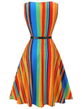 Multi 1950s Stripe Crew Dress With Belt
