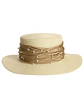 Retro Brown Pearl Ribbon Sun Hat