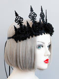 Black Halloween Flowers Crown Headband