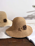 Retro Braided Flowers Straw Hat