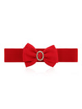 Bow Buckle Elastic Solid Vintage Belt