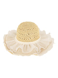 Handmade Ruffia Straw Organza Sun Hat