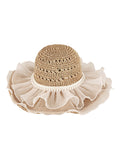 Handmade Ruffia Straw Organza Sun Hat