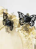 Halloween Black Butterfly Spider Dangle Earrings