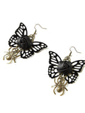 Halloween Black Butterfly Spider Dangle Earrings