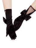 Black Vintage Bowknot Mesh Stitching Gloves
