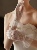 Vintage Pearl Beads Lace Gloves