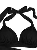 1950s Polka Dot Pleated Halter Bikini