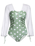 Green Polka Dots One-Piece Swimsuit