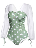 Green Polka Dots One-Piece Swimsuit
