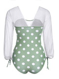 Green Polka Dots One-Piece Swimsuit