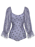 Retro Heart Dots Sheer Swimsuit