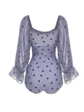 Retro Heart Dots Sheer Swimsuit