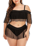 Plus Size Dots Skirted Bikini Set