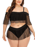 Plus Size Dots Skirted Bikini Set