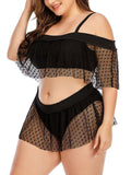 Plus Size Dots Skirted Bikini Set