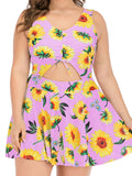 Plus Size 1940s Sunflowers Skirted Swimsuit