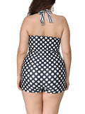 Plus Size Polka Dot Romper Swimsuit