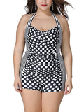 Plus Size Polka Dot Romper Swimsuit