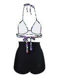 Retro Lace-Up Halter Bikini Set