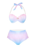 Gradient Pink Shell Pearl Bikini Set