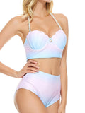 Gradient Pink Shell Pearl Bikini Set