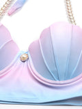 Gradient Pink Shell Pearl Bikini Set