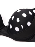 Black 1960s Polka Dot Bikini Set with Skirt