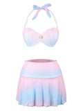 Gradient Pink Shell Skirted Bikini Set