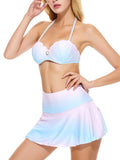 Gradient Pink Shell Skirted Bikini Set