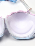 Gradient Pink Shell Skirted Bikini Set