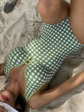 Retro Green Checked One-Piece Swimsuit