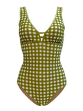 Retro Green Checked One-Piece Swimsuit