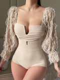 Retro Ruffled Keyhole Pleated Swimsuit